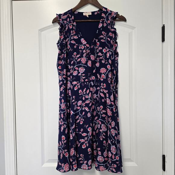 Rebecca Taylor Kyoto Silk Floral Women's Size 12 Navy Red Floral Print TV Show - Picture 9 of 9